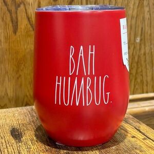 Rae Dunn BAH HUMBUG Red Insulated Stainless Steel Wine Glass BRAND NEW!!